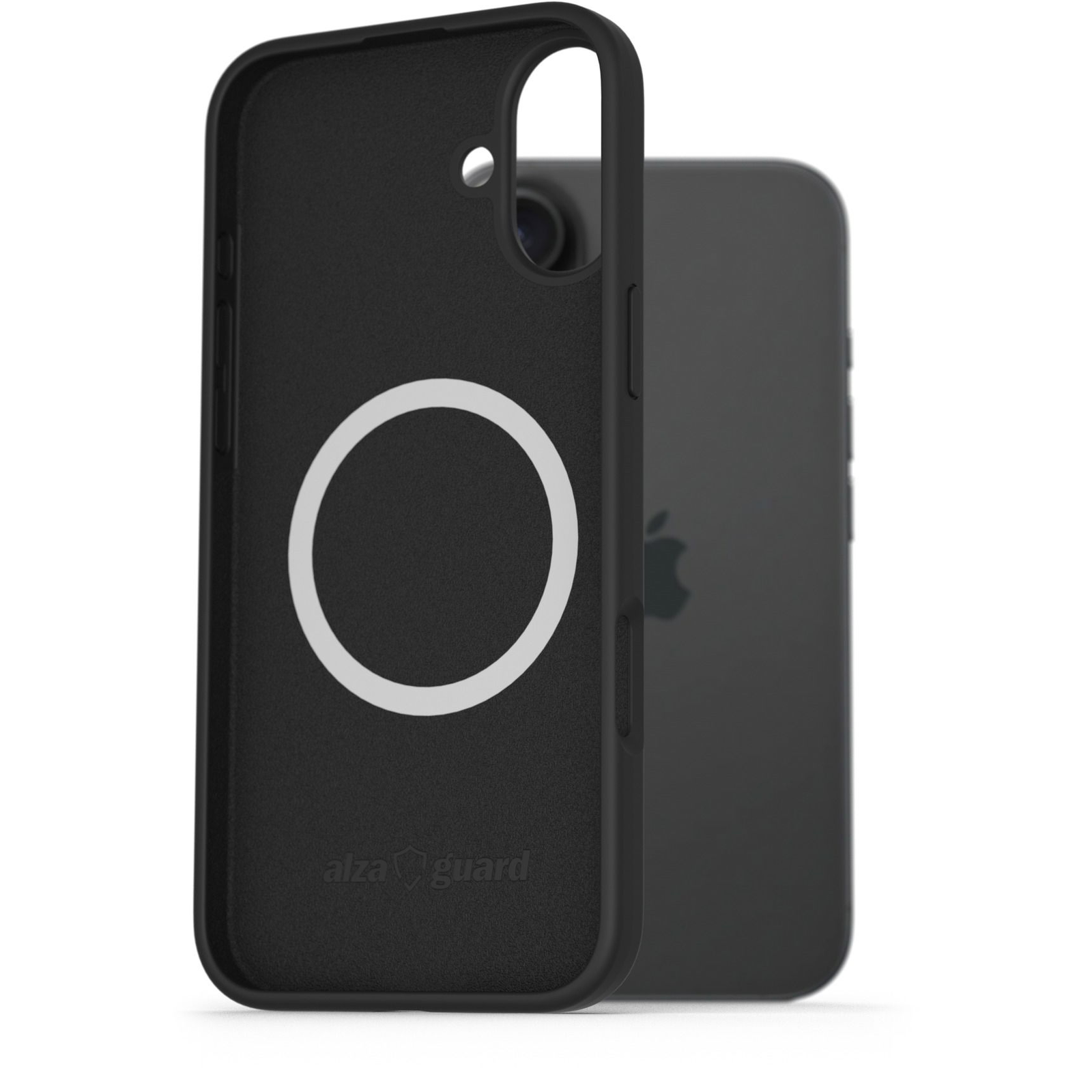 AlzaGuard iPhone 16 Plus Silicone Case Compatible with Magsafe fekete tok (AGD-PCMS24B)
