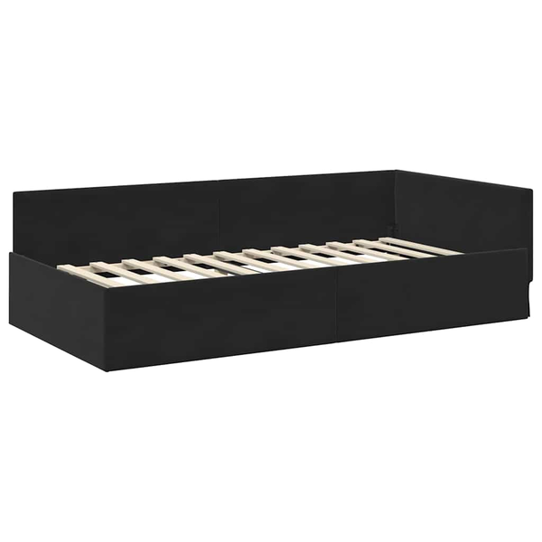 Cadru de pat colțar Altele cu headboard Negru 90 x 200 cm