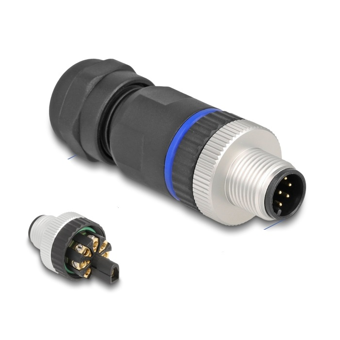 Delock M12 Csatlakozó A-kódolású, 8 tűs apa csavarozható kapcsolat (60535) (60535)