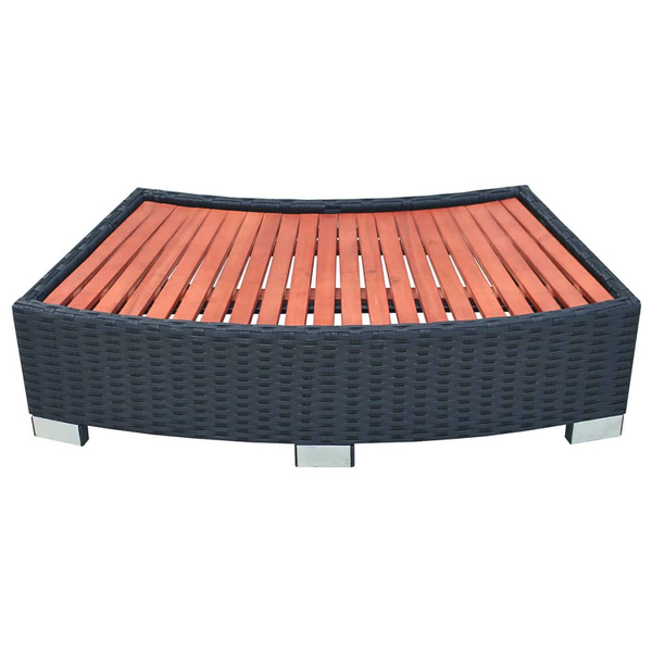 Polyrattan, fekete Spa fellépő 92x45x25 cm