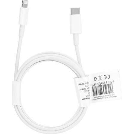 USB Type-C - Lightning adat- és töltőkábel 2 m-es vezetékkel - C973 PD 18W Type-C Cable for Lightning - 2A - fehér - ECO csomagolás