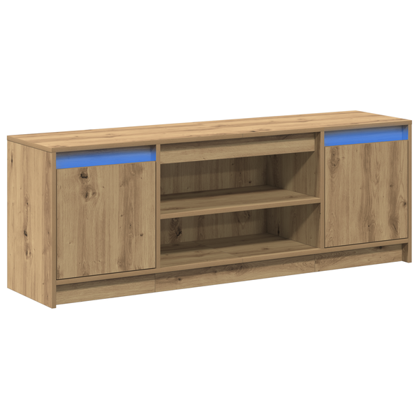 Cabinet TV cu LED Stejar artizanal 139.5x34x50 cm Lemn aglomerat