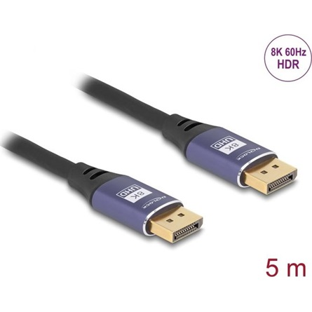 Delock DisplayPort kábel 8K 60 Hz 5 m lila fém (80603) (80603)