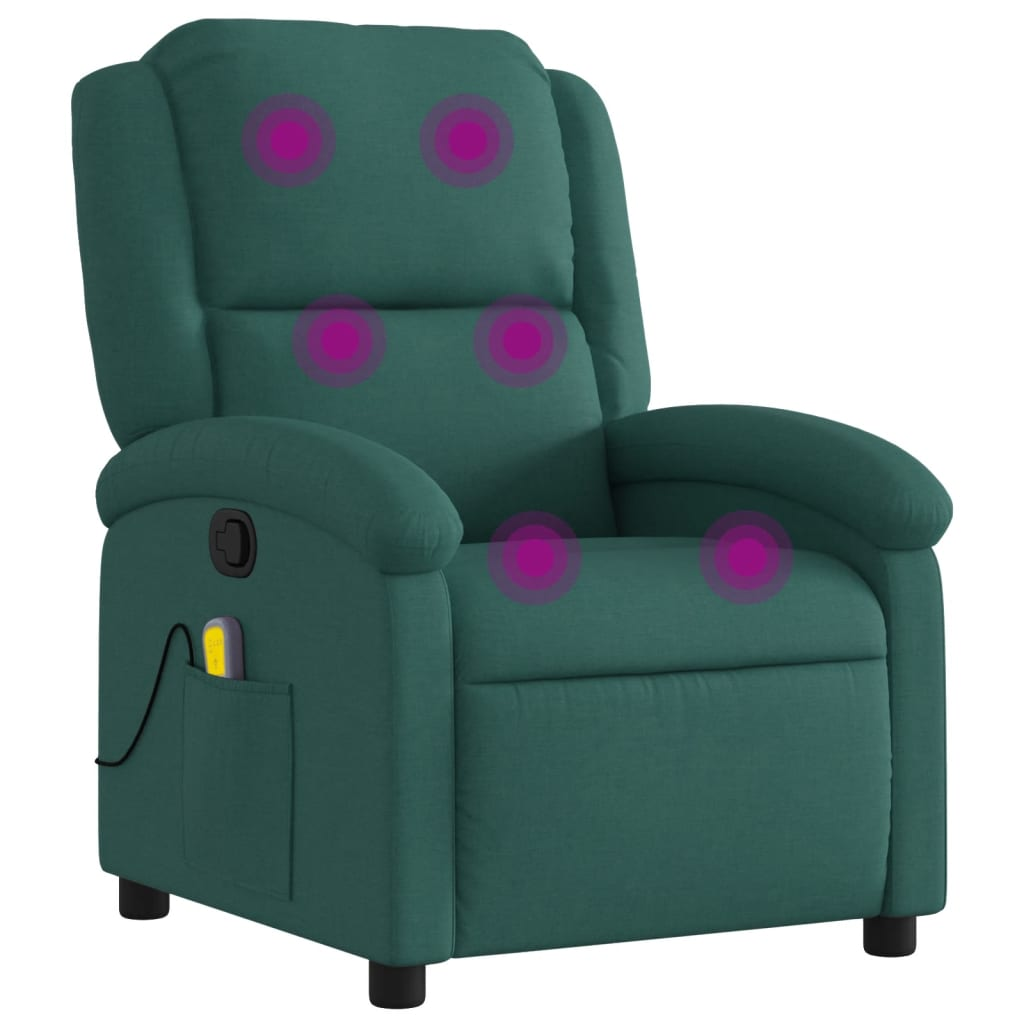 sötétzöld szövet dönthető masszázsfotel (371769)