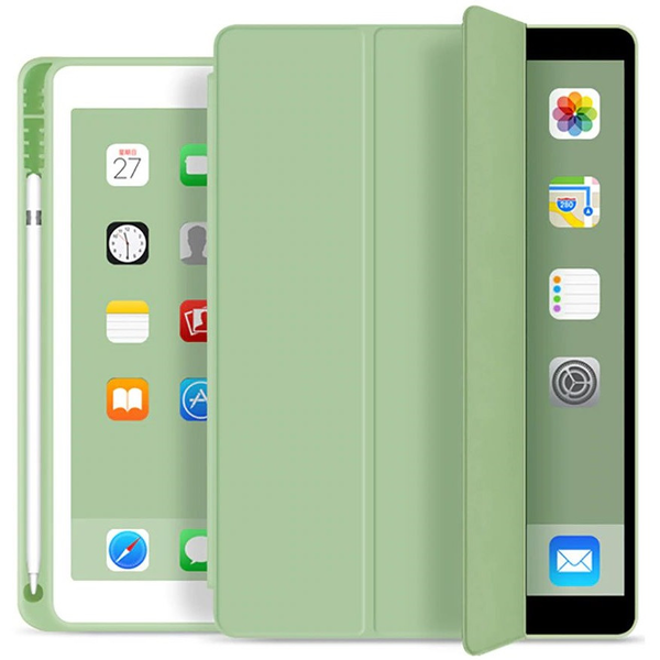 Apple iPad 10.2 (2019 / 2020 / 2021), калъф с папка, с поставка за молив Apple, Smart Case, светлозелен (110421)