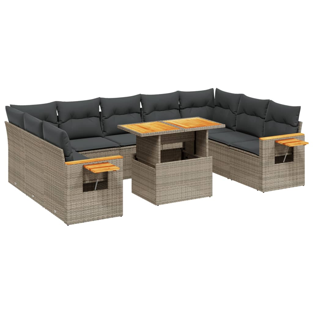 11 részes szürke polyrattan kerti ülőgarnitúra párnákkal (3273692)