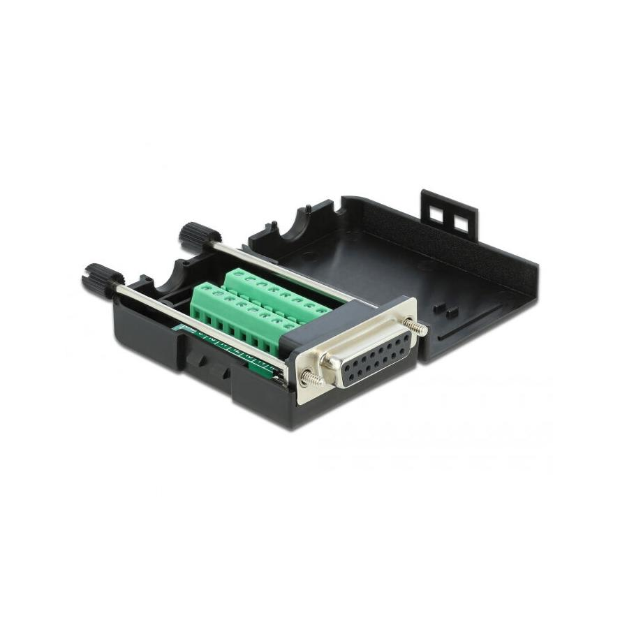 Delock D-Sub 15pin -> Terminal block 16pin F/F adapter fekete házzal (66567)