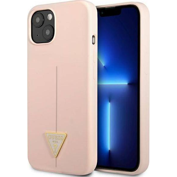 Guess Silicone Line Triangle Apple iPhone 13 mini hátlap tok, rószaszín (GUE1707PNK)