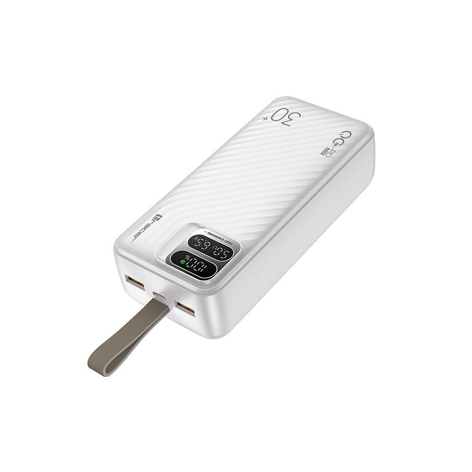 Tracer TRABAT47506 Powerbank USB-A + Type-C / 30000mAh 65W - Fehér (TRABAT47506)