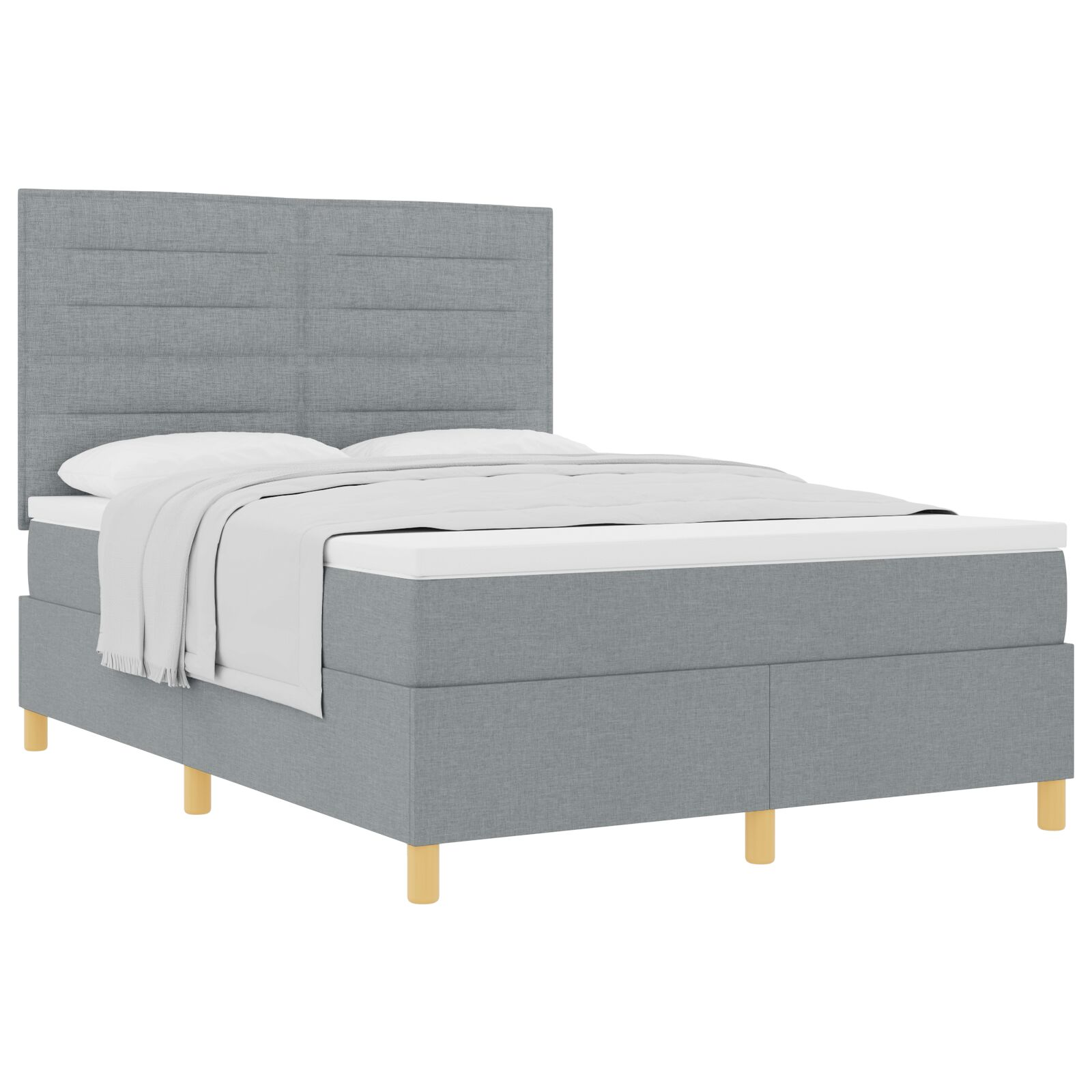 Boxspring Ágy Matrac Visszafogott Szürke 140x190 cm Szövet (3339539)