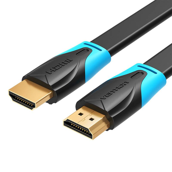 Видео кабел Vention, HDMI(T)-HDMI(T), 1m, максимална резолюция 4K при 60Hz, позлатени конектори, мед, плосък, PVC покритие, черен, "VAA-B02-L100"