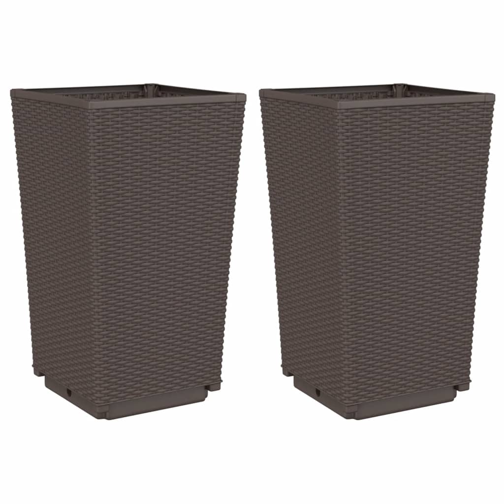 2 db barna polipropilén kerti ültetőláda 32,5 x 32,5 x 57 cm (367850)