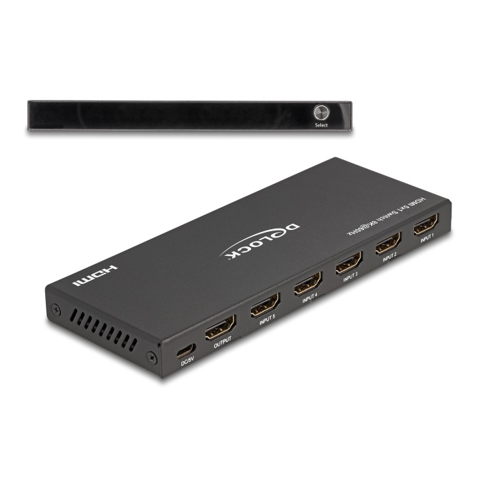 Delock HDMI kapcsoló 5 x HDMI bemenet - 1 x HDMI kimenet 8K 60 Hz (18657) (18657)