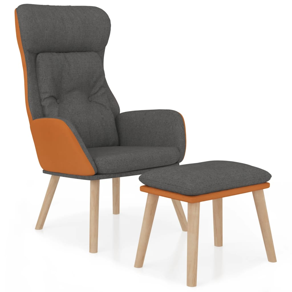 sötétszürke műbőr és szövet pihenőfotel lábtartóval (3097762)