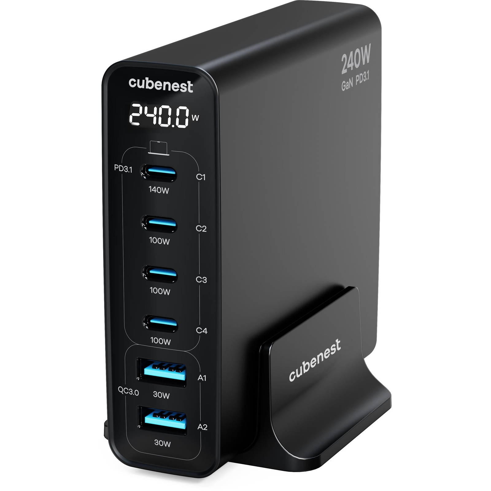 CubeNest S6D0 GaN 240 W töltőfej - fekete (6974699971535)