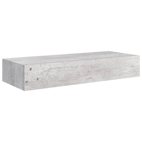 Стенен рафт с чекмедже vidaXL, бетонно сив, 60x23,5x10 см, МДФ, 4.4 Kg