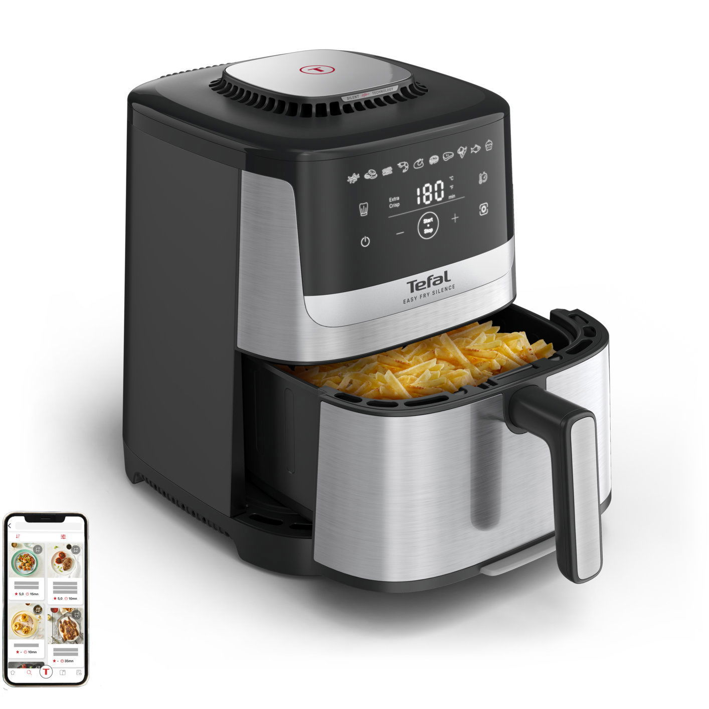 Tefal EY552DE0 Easy Fry Silence 5L forrólevegős fritőz (EY552DE0)