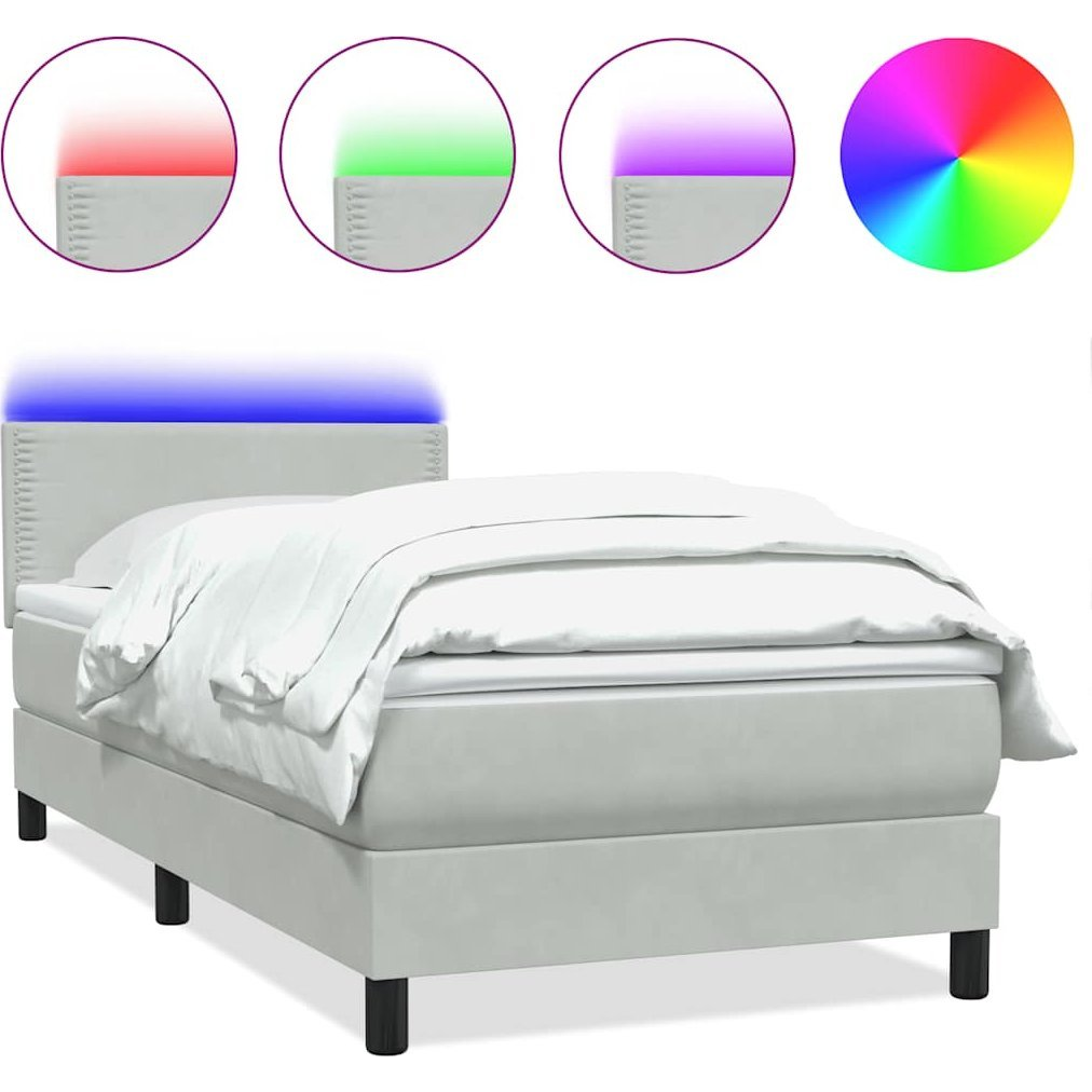 világosszürke bársony rugós ágy matraccal 90x220 cm (3316815)