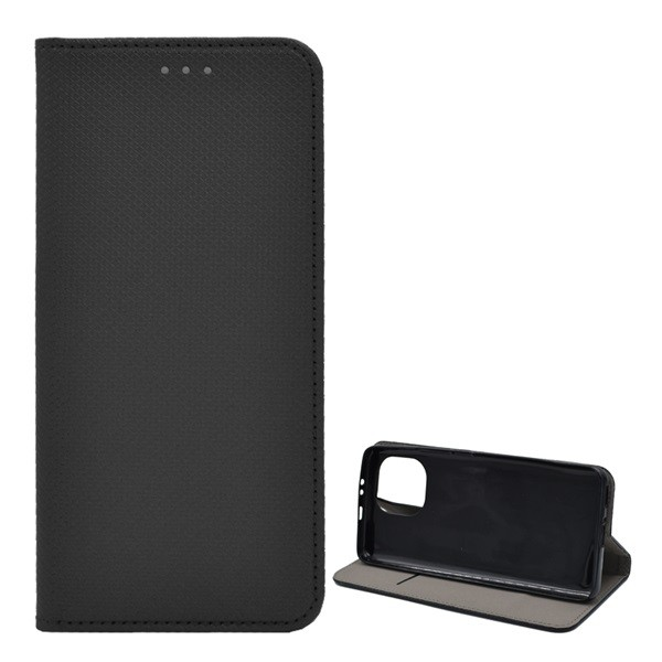 Tok álló, bőr hatású (FLIP, oldalra nyíló, asztali tartó funkció, rombusz minta) FEKETE [Xiaomi Mi 11 5G] (5996591040370)