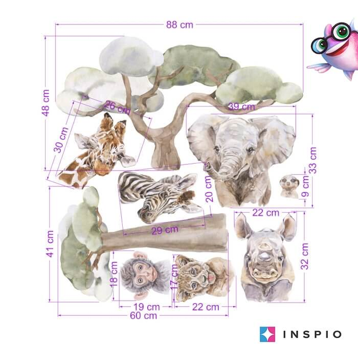 Falmatrica ágy fölé - Állatok a szafariról (9282f)