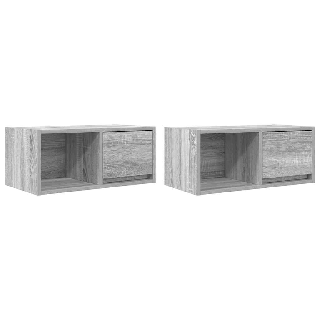 2 db szürke sonoma szerelt fa fali TV-szekrény 60x31x25,5 cm (861447)