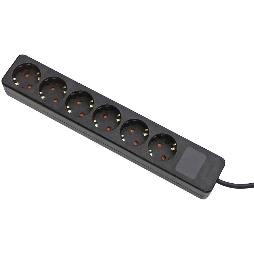 Gebro 106147 Hálózati elosztó 6 részes Fekete Védőérintkezős 1,5m (g106147)