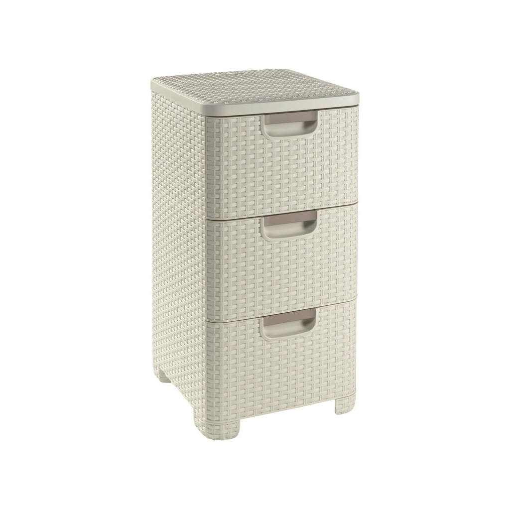 Curver Style Rattan hatású 3 fiókos szekrény - Krém (206314)