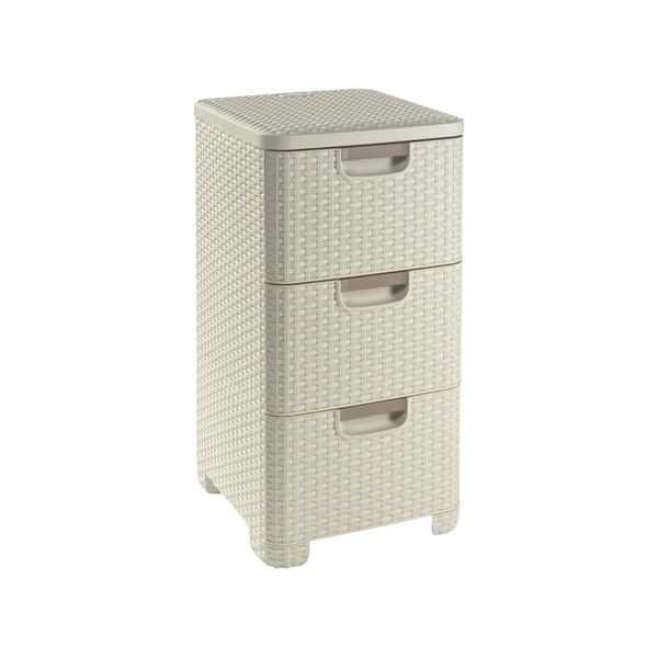 Curver Style Rattan hatású 3 fiókos szekrény - Krém