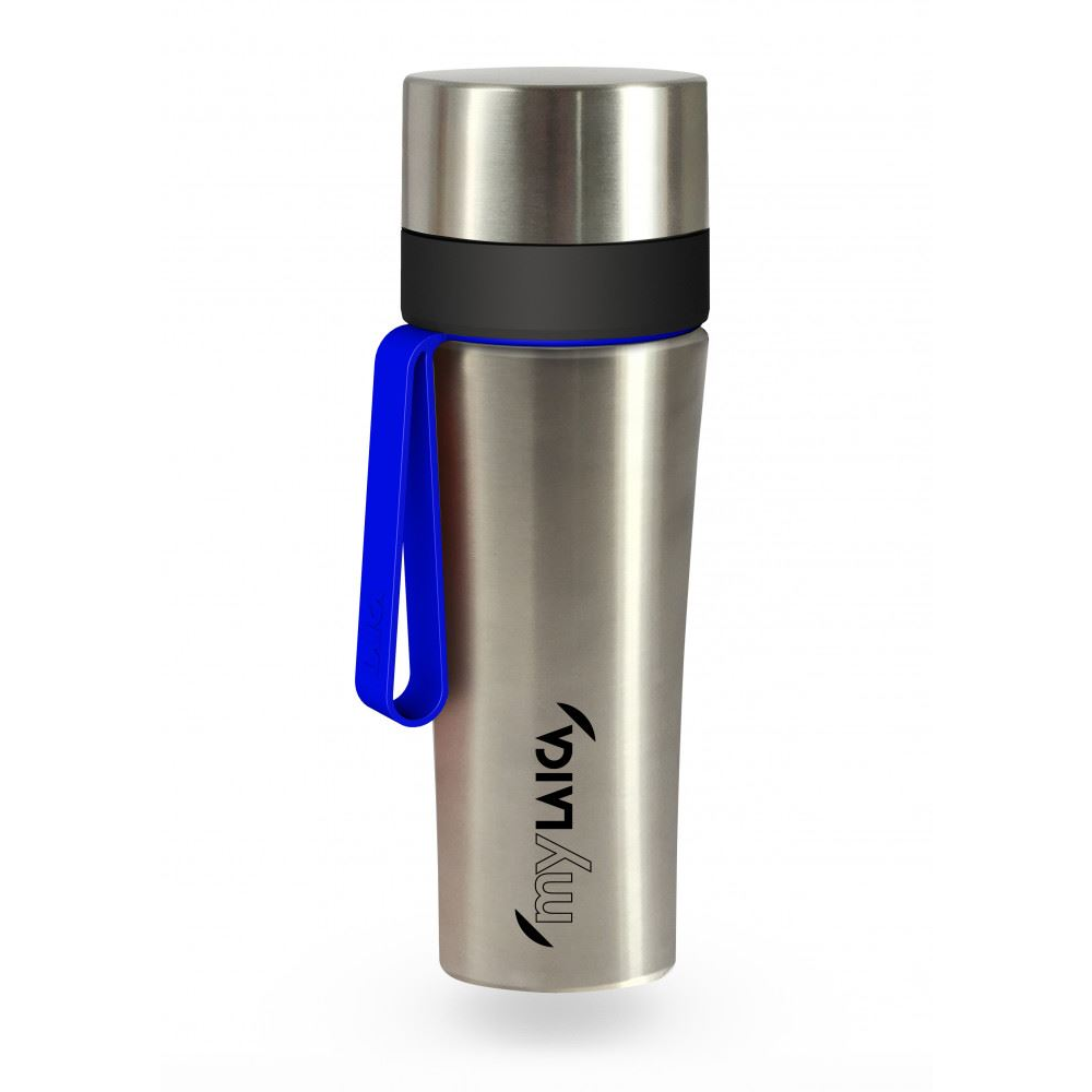 MyLAICA rozsdamentes acél vízszűrős kulacs kék szilikon pánttal 0,55 liter (BR60C06) (BR60C06)