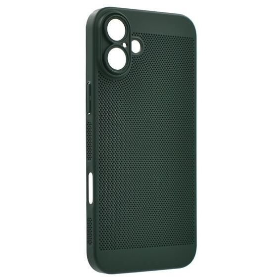 Gigapack Apple iPhone 16 Plus légáteresztő, lyukacsos műanyag tok sötétzöld (GP-159945) (GP-159945)