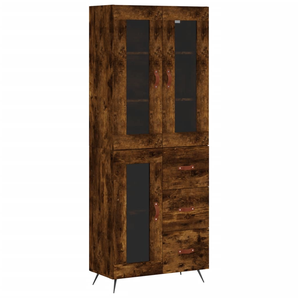 füstös tölgy színű szerelt fa magasszekrény 69,5 x 34 x 180 cm (3198574)