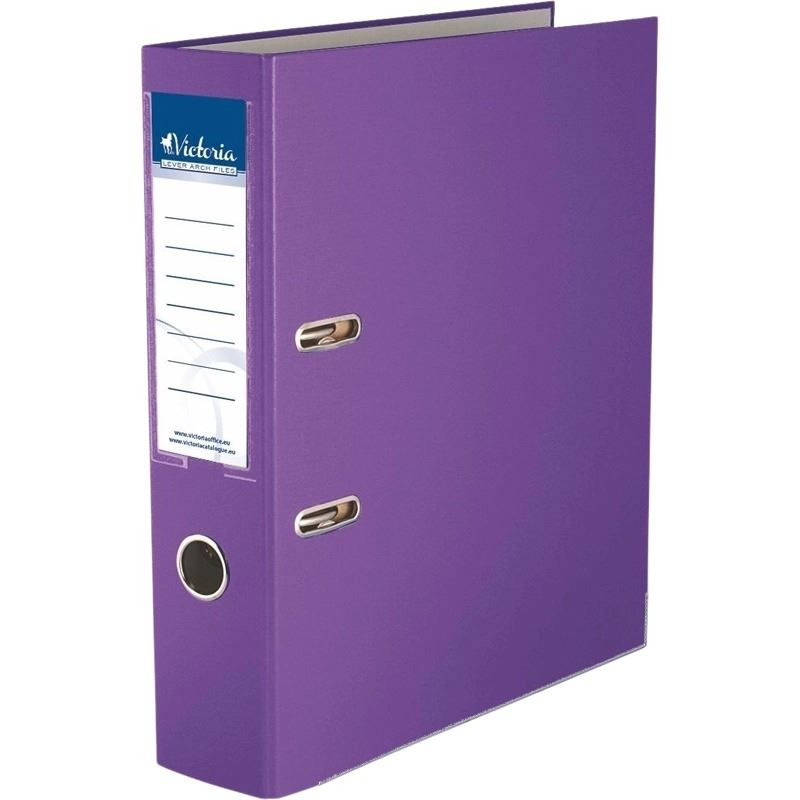 Victoria Basic iratrendező 75mm gerincvastagság, élvédő sínnel, A4 lila (IDI75L) (IDI75L)