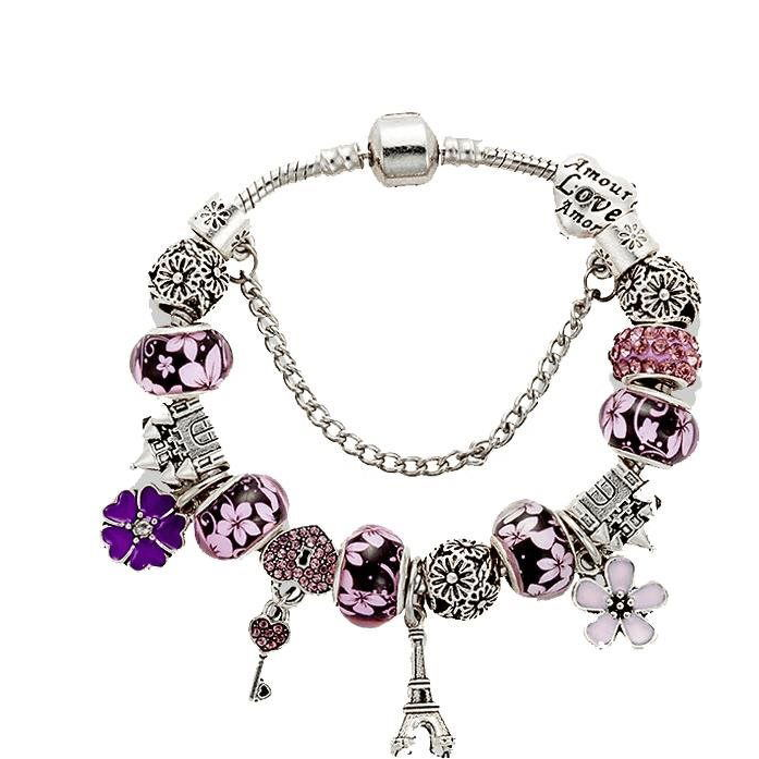 Silver Star női karkötő - Eiffel-torony rózsaszín B16008-1/V 20 (8596544006230)