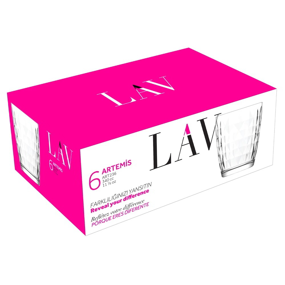 LAV Artemis Long Drink 340ml Koktélos üveg pohár szett 6 darabos (LV-ART236F)