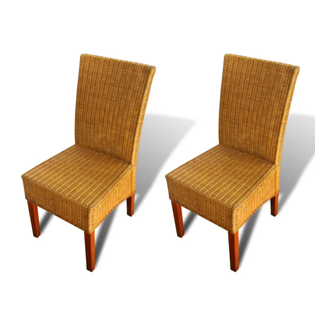 2 db barna természetes rattan étkezőszék (243236)