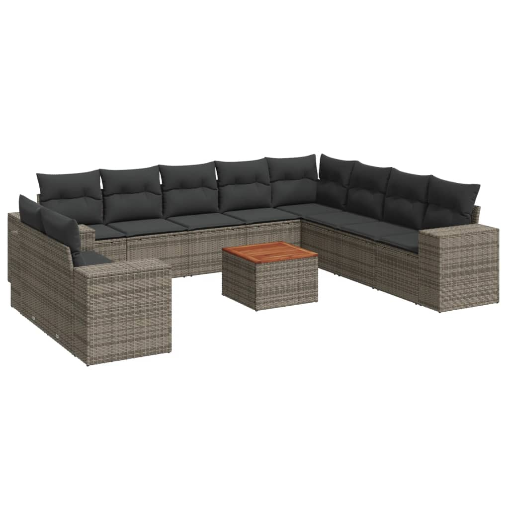 11 részes szürke polyrattan kerti ülőgarnitúra párnákkal (3225521)