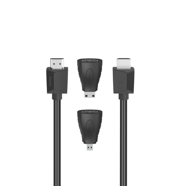 Hama 200705 HDMI 1.4 apa - HDMI 1.4 / MicroHDMI / MiniHDMI apa Adapter Kábel 1.5m - Fekete
