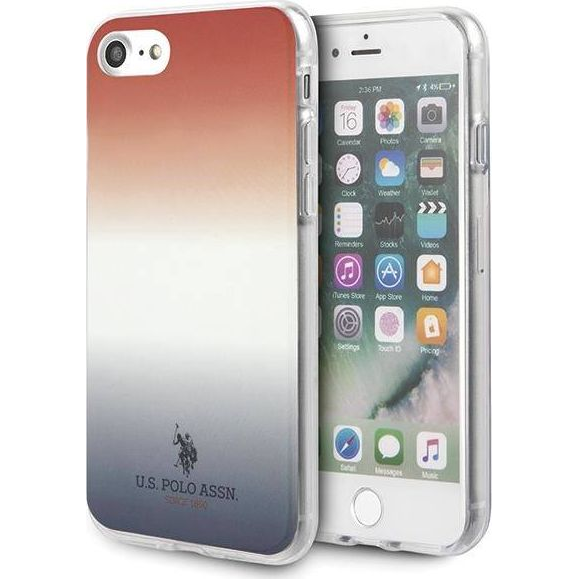 US Polo Gradient Pattern Collection iPhone 7 / 8 / SE 2020 / SE 2022 Telefon tok - Kék/Piros (69841-uniw)