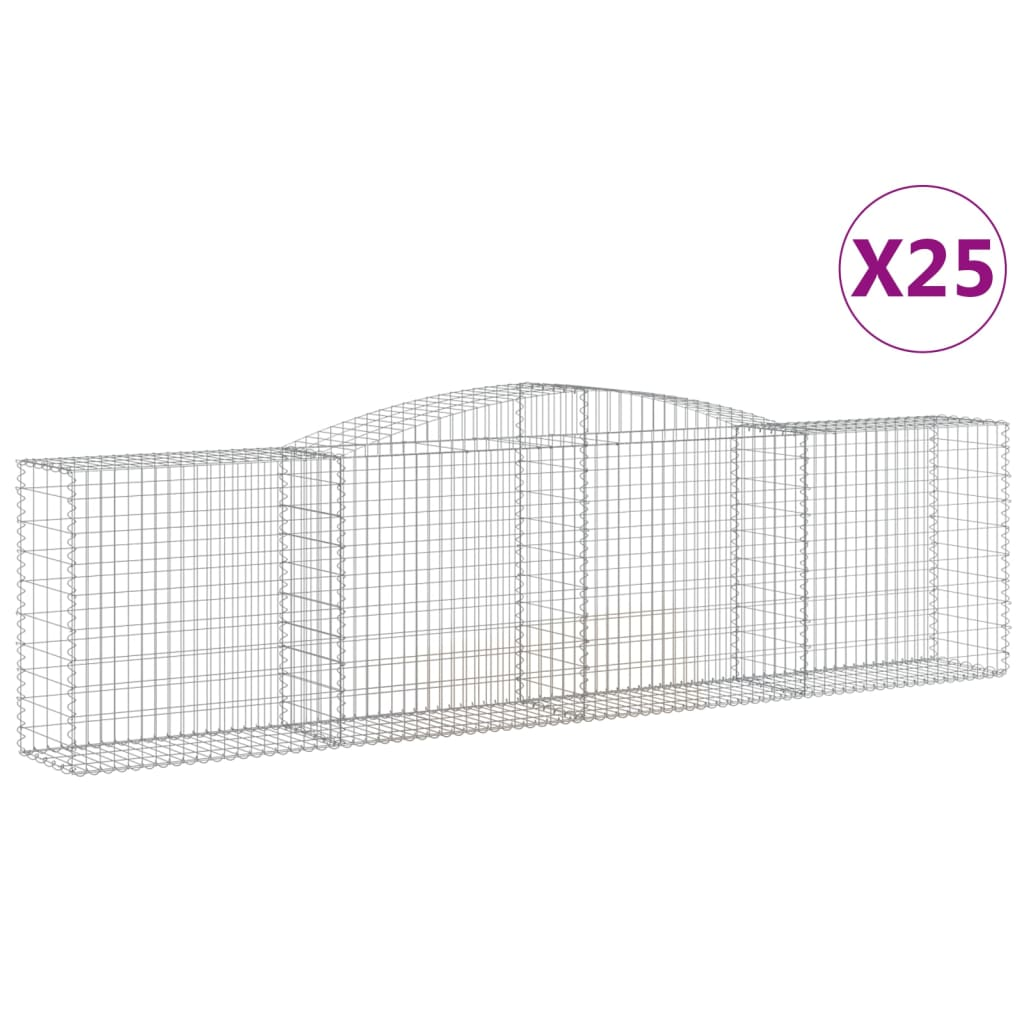 25 db íves horganyzott vas gabion kosár 400x50x100/120 cm (3147007)