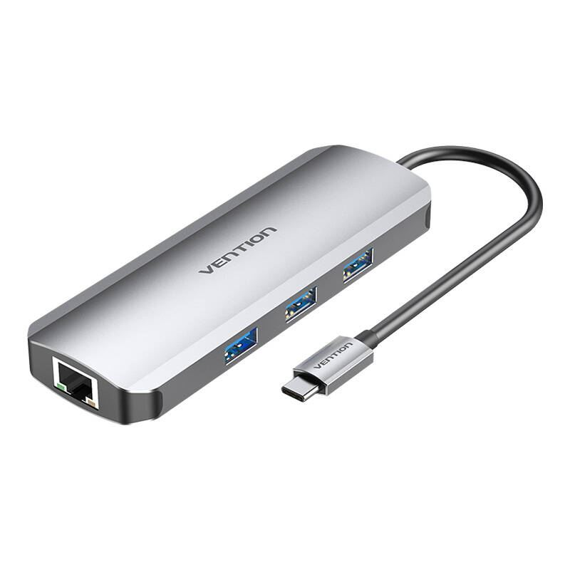 Vention TOKHB dokkoló állomás és port replikátor Vezetékes USB 3.2 Gen 1 (3.1 Gen 1) Type-C Ezüst (TOKHB)