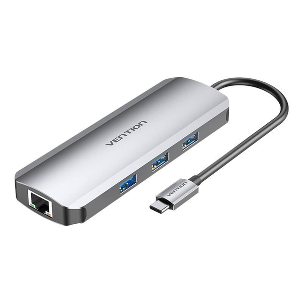 Vention TOKHB stații de andocare și replicatoare de porturi pentru calculatoare portabile Prin cablu USB 3.2 Gen 1 (3.1 Gen 1) Type-C Argint
