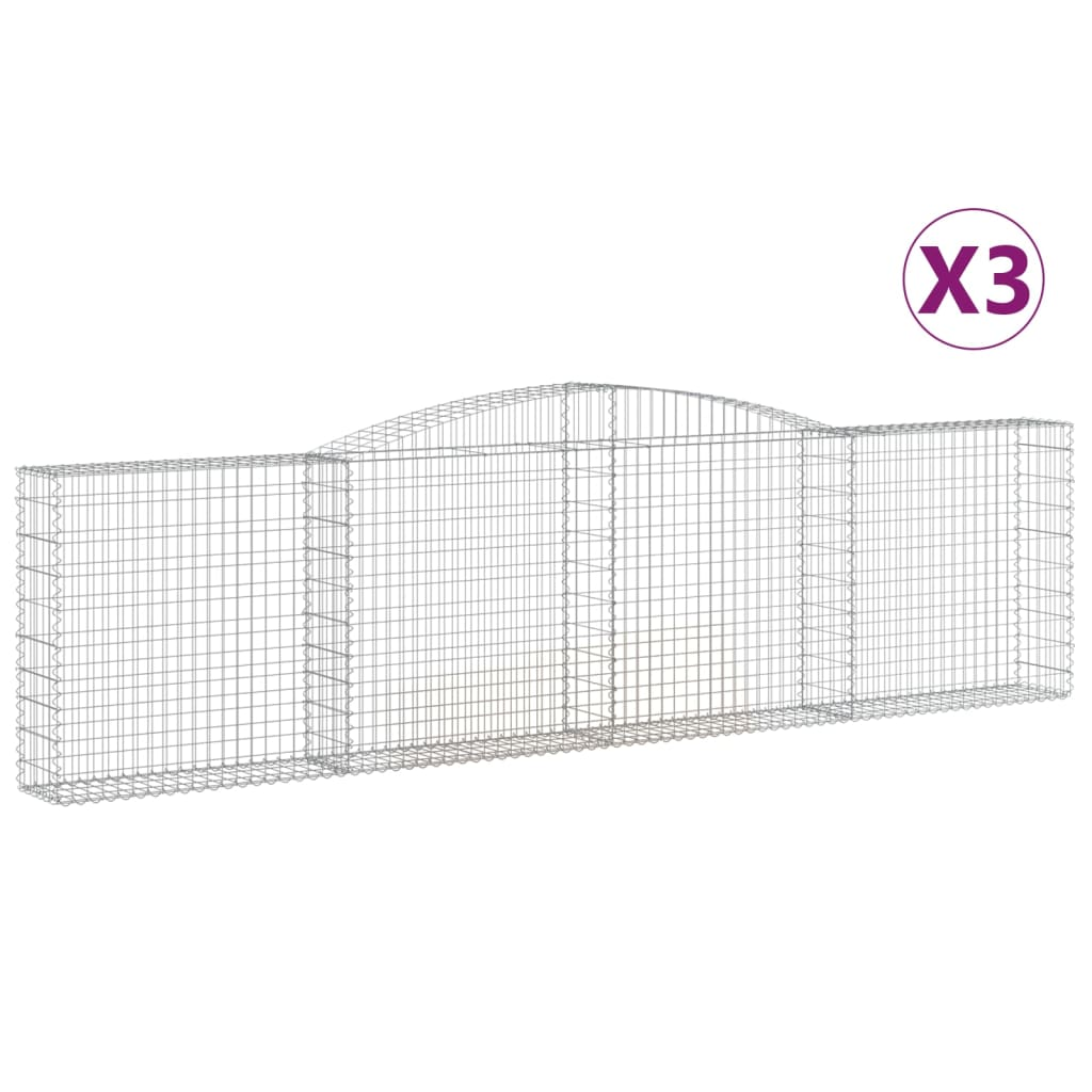 3 db íves horganyzott vas gabion kosár 400x30x100/120 cm (3146867)