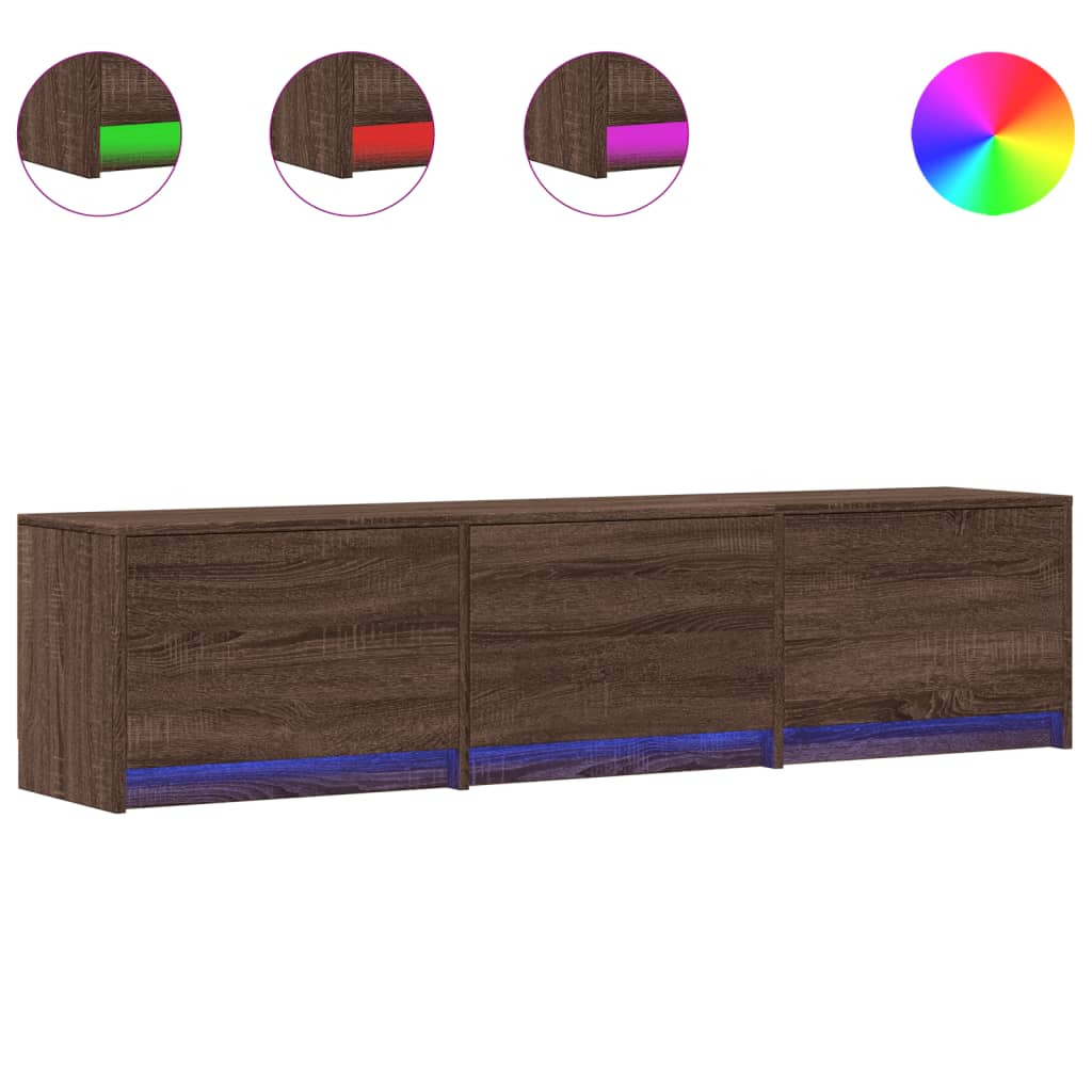 barna tölgy színű szerelt fa TV-szekrény LED-del 165x34x40 cm (852256)
