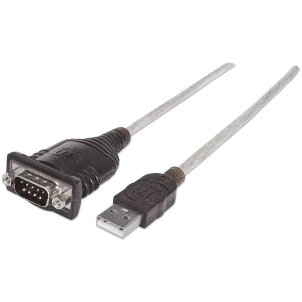 Manhattan 205153 câble Série Noir, Transparent 0,45 m USB A Serial/COM/RS232/DB9