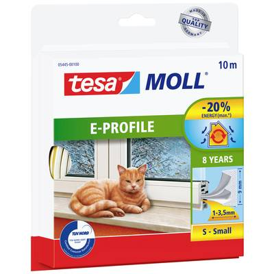 Tesa E profilú ablak szigetelő gumi, fehér, 10 m x 9 mm, moll 1 tekercs (05445-00100-00) (05445-00100-00)