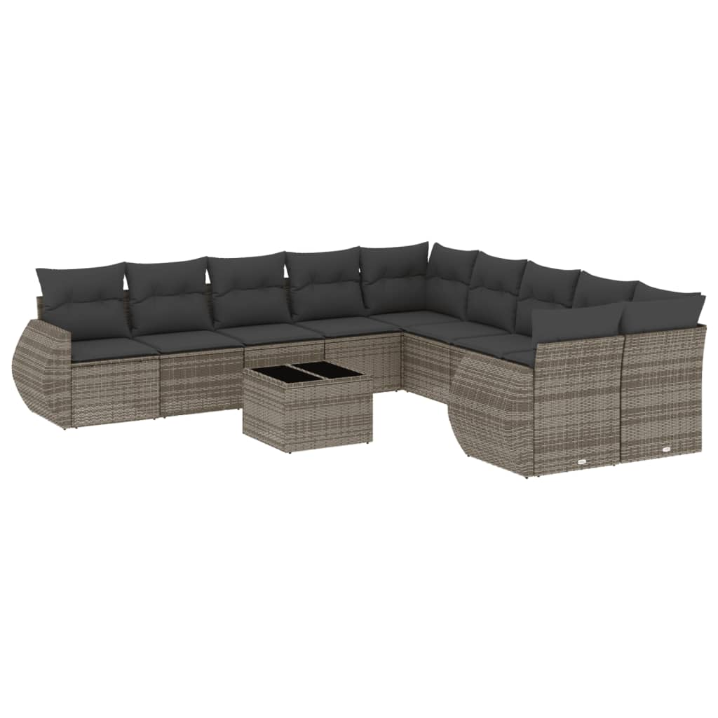 11 részes szürke polyrattan kerti ülőgarnitúra párnákkal (3221919)