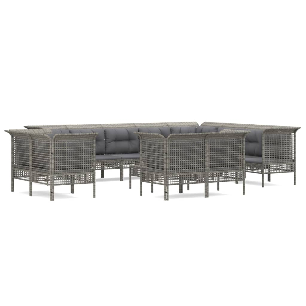 13 részes szürke polyrattan kerti ülőgarnitúra párnákkal (3187588)