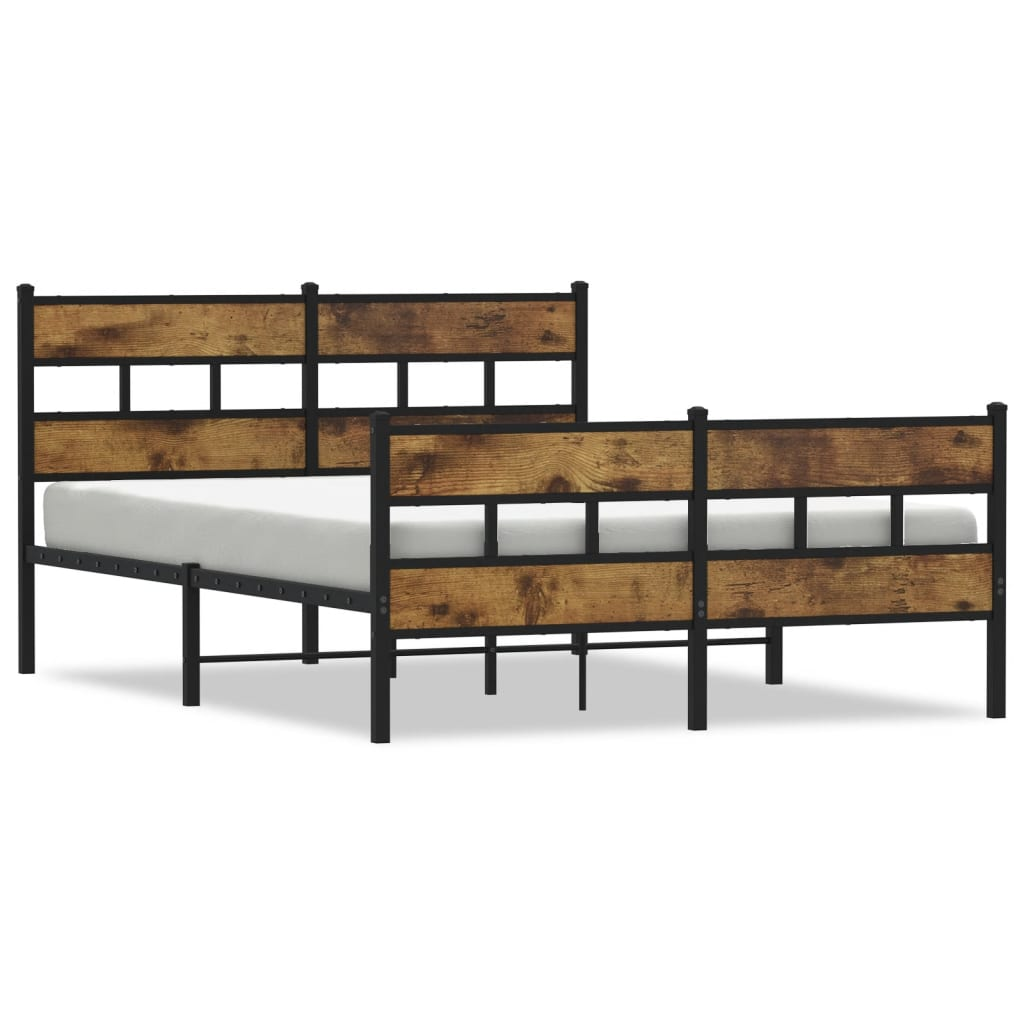 füstös tölgy színű fém ágykeret matrac nélkül 160 x 200 cm (3308465)