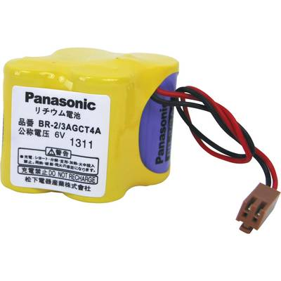 BR2/3AGCT4A lítium elem kábellel, 6V 2400 mAh, 46 x 33 x 35 mm, Panasonic (BR2/3AGCT4A)