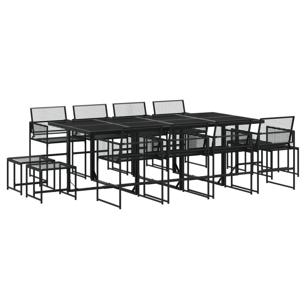 13 részes fekete polyrattan kerti étkezőgarnitúra (3295055)